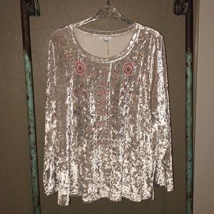 Velvet Embroidered Blouse